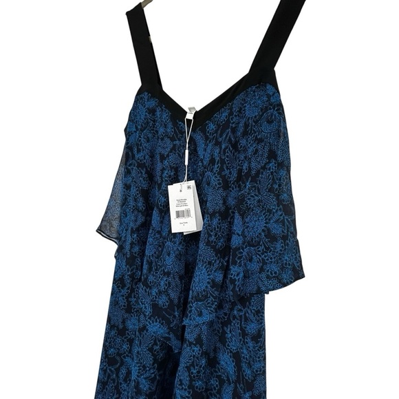 Derek Lam 10 Crosby Blue Floral Silk Asymmetrical Two-Tier Cami Dress Women’s 2 - Picture 6 of 16
